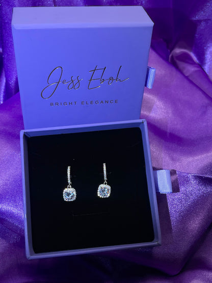 Silver Hoop Diamond Earrings