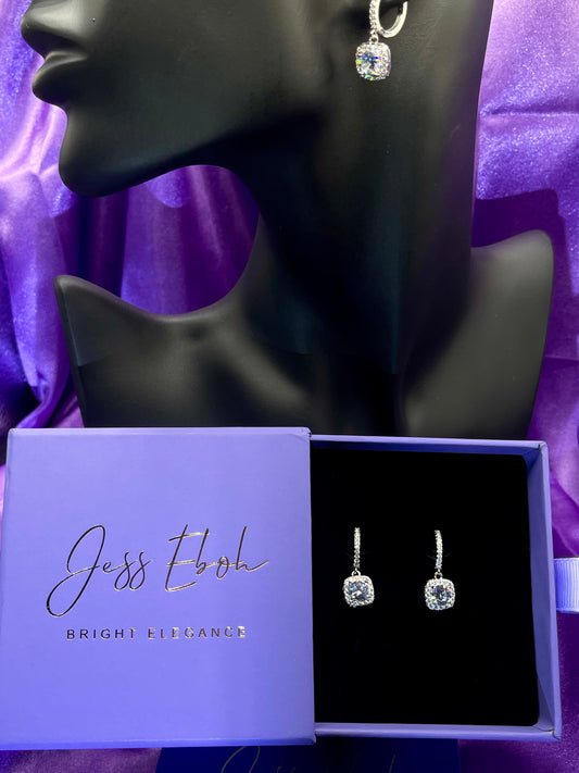 Silver Hoop Diamond Earrings