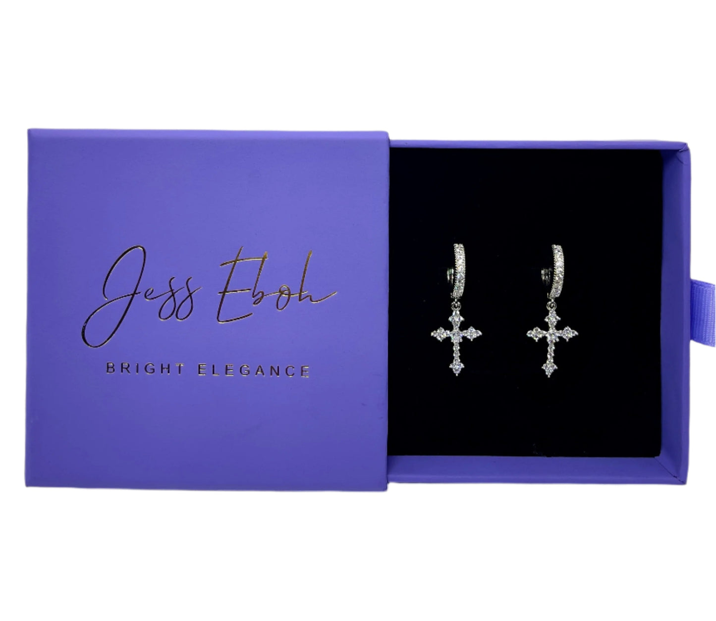 Silver Cross Hoop Earrings