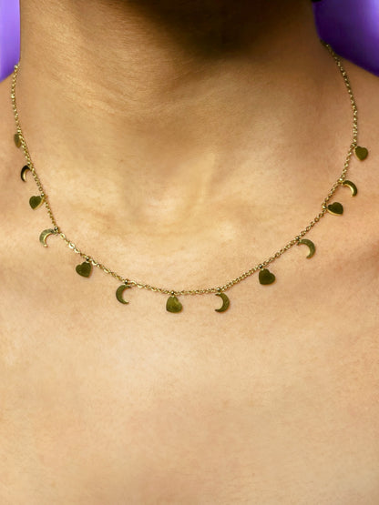 Heart & moon necklace