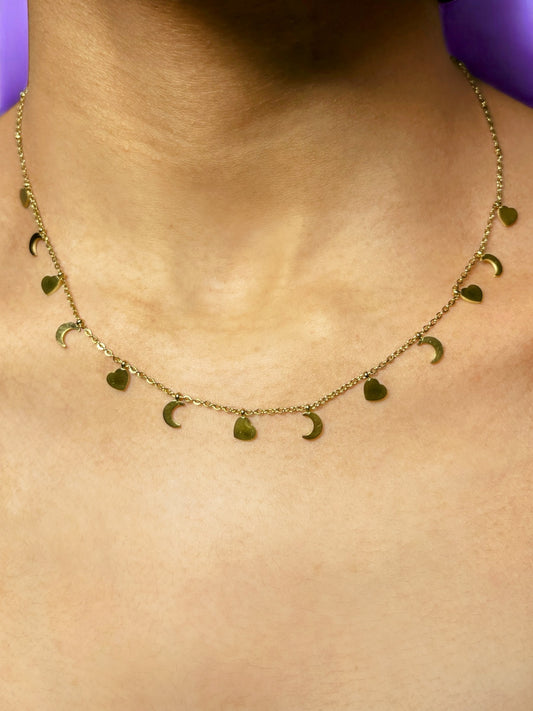 Heart & moon necklace