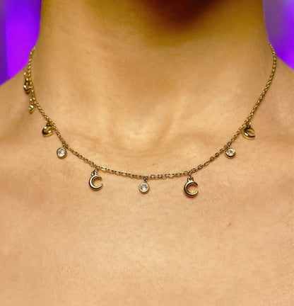 Diamonds & Moon necklace