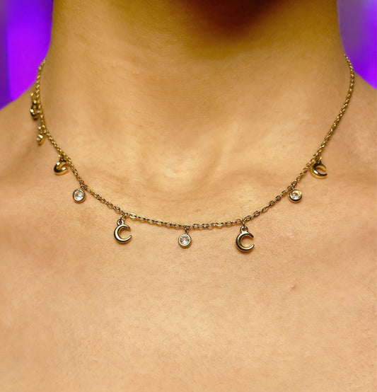 Diamonds & Moon necklace