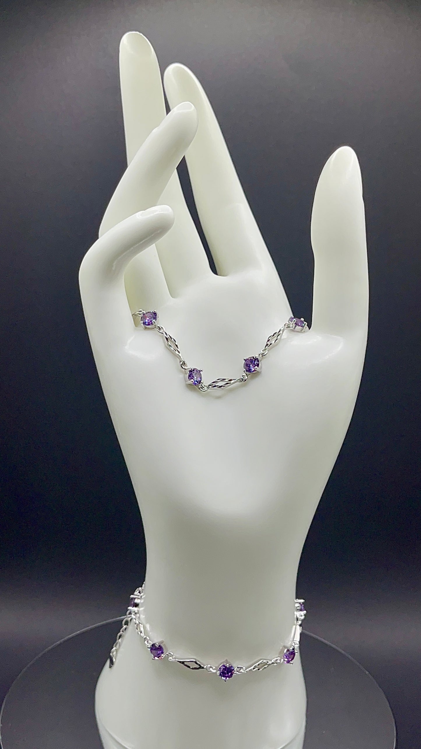 Sterling Silver Purple Crystal Bracelet