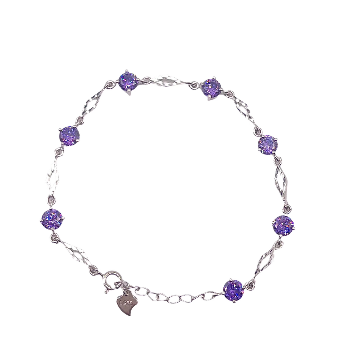 Sterling Silver Purple Crystal Bracelet
