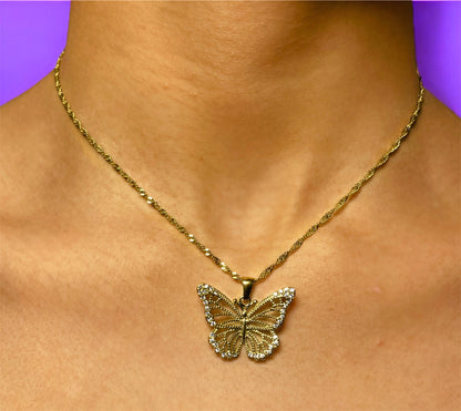 Gold IJO Butterfly pendant necklace
