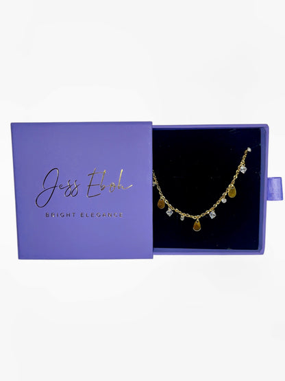 Stones & Drop anklet
