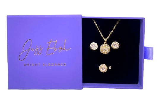 18K Gold Round Diamond Set