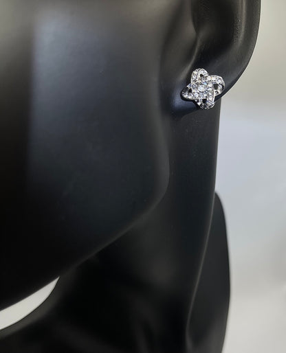 Sterling Silver Diamond Stud Earrings