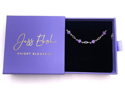 Sterling Silver Purple Crystal Bracelet