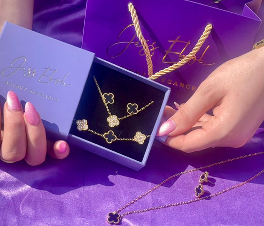 Clover Black & 18K Gold Set