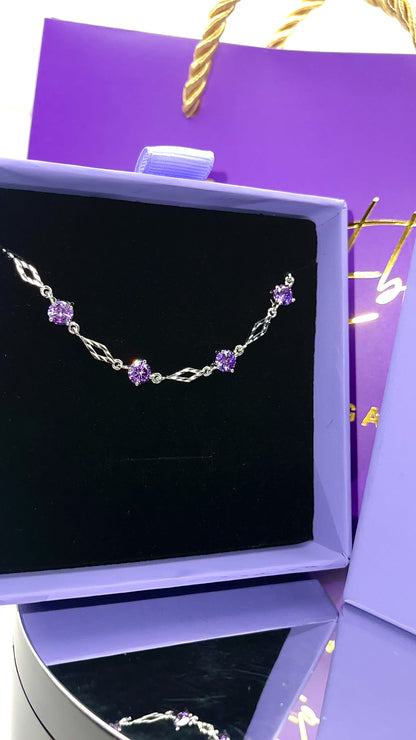 Sterling Silver Purple Crystal Bracelet