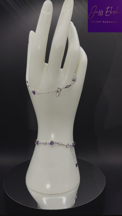 Sterling Silver Purple Crystal Bracelet
