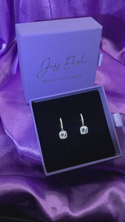 Silver Hoop Diamond Earrings