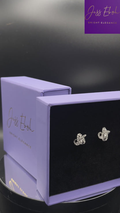 Sterling Silver Diamond Stud Earrings