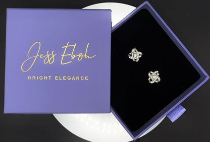 Sterling Silver Diamond Stud Earrings