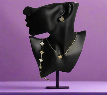 Clover White & 18K Gold Set